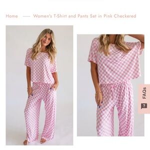 Pink Checkered Women's Pajama Set